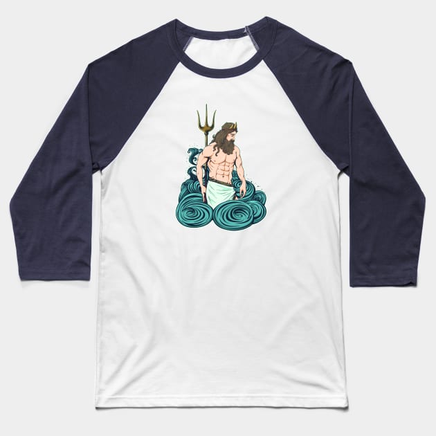 God of the sea Baseball T-Shirt by cb-illustratie